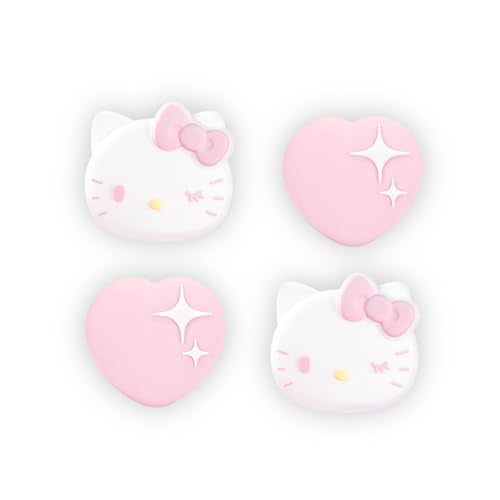 Thumb Grip Caps Compatible with Nintendo Switch 2, Silicone Joystick Grip Caps for Switch 2025, 4pcs, Cute Cat Style, White & Pink