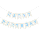 Burlap Happy Birthday Banner, Blue Assembled Happy Birthday Banner Sign Garland For Boys Girls Rustic Party Decorations