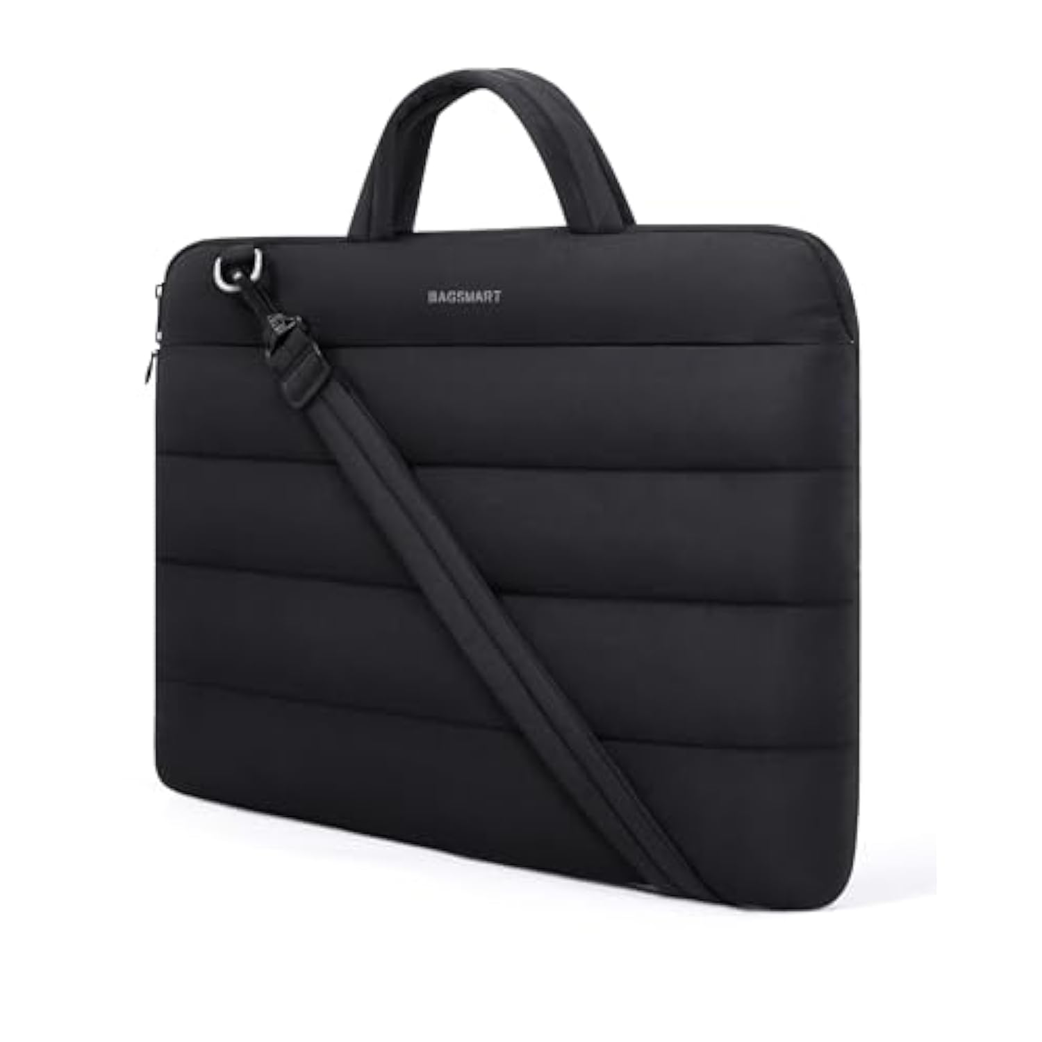 BAGSMART 15-16 inch Laptop Sleeve Bag with Strap, Puffy Padded Laptop Case with Pocket, Portable MacBook Air/Pro 15 inch Case for Women, Repellent Protective Sleeve Compatible with Dell, HP, Black