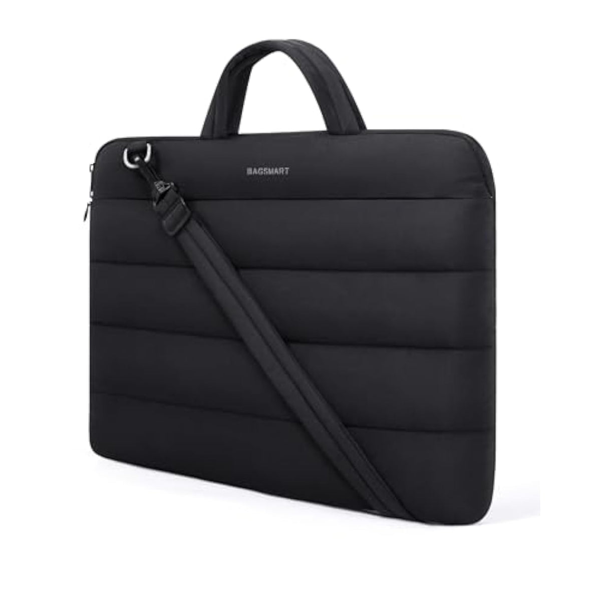 BAGSMART 15-16 inch Laptop Sleeve Bag with Strap, Puffy Padded Laptop Case with Pocket, Portable MacBook Air/Pro 15 inch Case for Women, Repellent Protective Sleeve Compatible with Dell, HP, Black