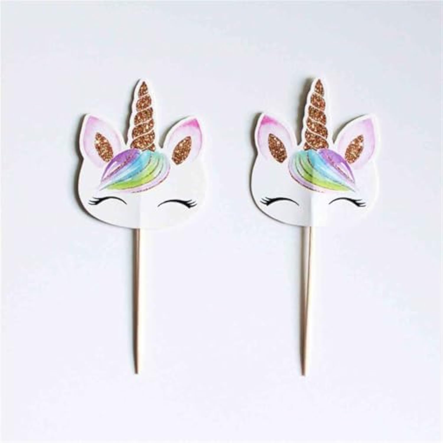 48Pcs Rainbow Unicorn Cupcake Toppers Picks Double-Sided Paper Unicorn Cake Toppers For Birthday Party Dessert Decoration