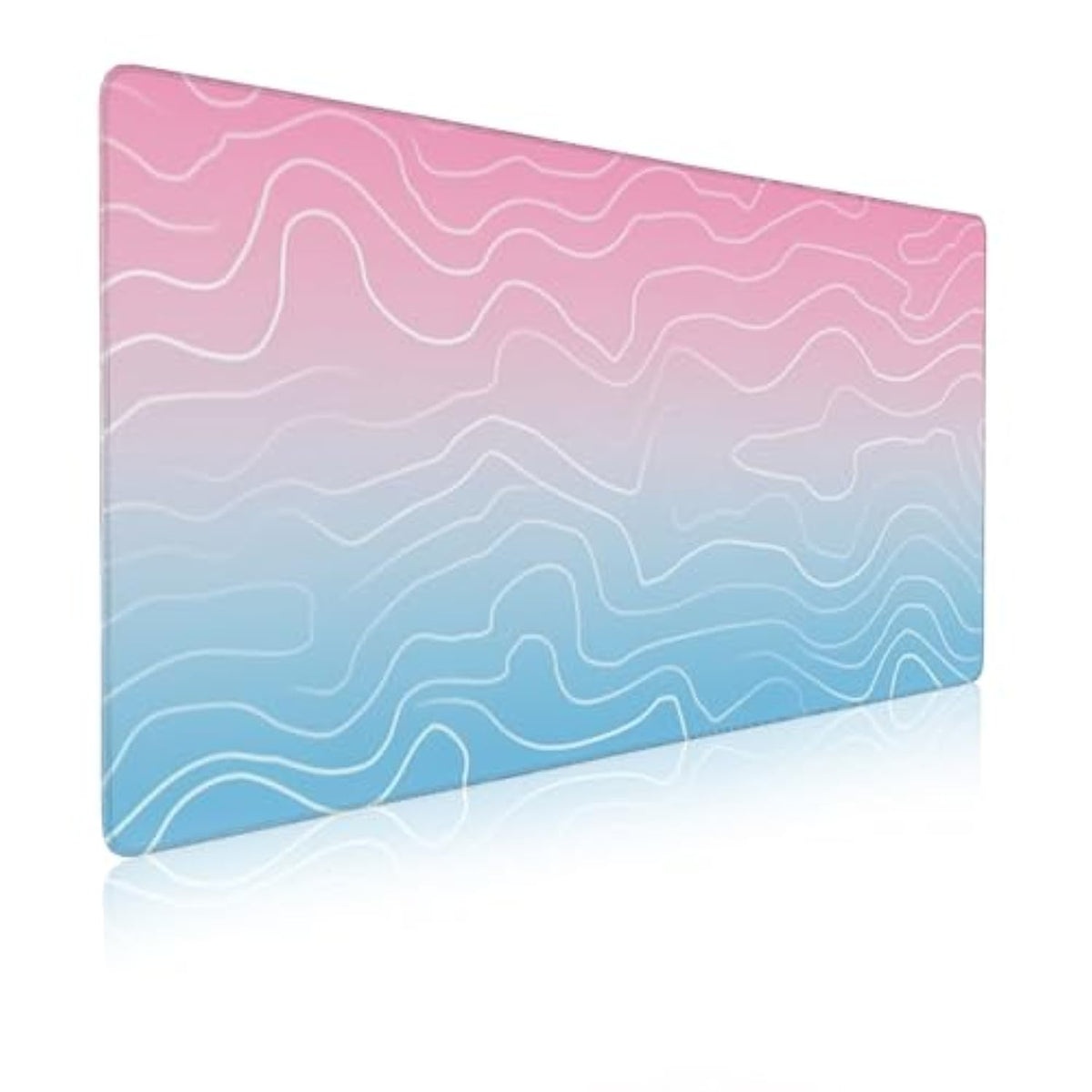 Topographic Pastel Pink Blue Gradient Gaming Mouse Pad, 31.5X15.7 In, Non-Slip Rubber Base, Large, For Computer, Laptop, Keyboard, Desk Decor