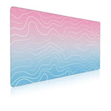 Topographic Pastel Pink Blue Gradient Gaming Mouse Pad, 31.5X15.7 In, Non-Slip Rubber Base, Large, For Computer, Laptop, Keyboard, Desk Decor