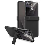 Miimall Kickstand Case for Samsung Flip 7 with Hinge Protection,[Military Grade Shockproof][Screen Protector] Anti-Scratches Nonslip Grip Full Body Cover,Rugged Flip 7 Phone Case with Stand,Black