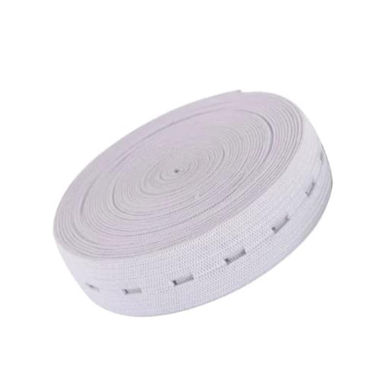 White Sewing Band Spool With Buttonholes 1" ? 5.5 Yards Flat Elastic Band Spoo