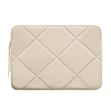 Slim Cute Laptop Sleeve 13 Inch 14 Inch Compatible For Macbook Air M4 2025, Macbook Pro 13"-14" M4 M3 M2 M1, Quilted Faux Leather Computer Carrying Mac Case, Beige
