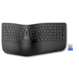 Wireless Ergonomic Keyboard Rechargeable, 2.4G+Bluetooth Ergo Cordless Usb Computer Keyboard, Wrist Rest, Natural Typing, Stain-Resistant Fabric, Compatible For Windows Computer Desktop Laptop