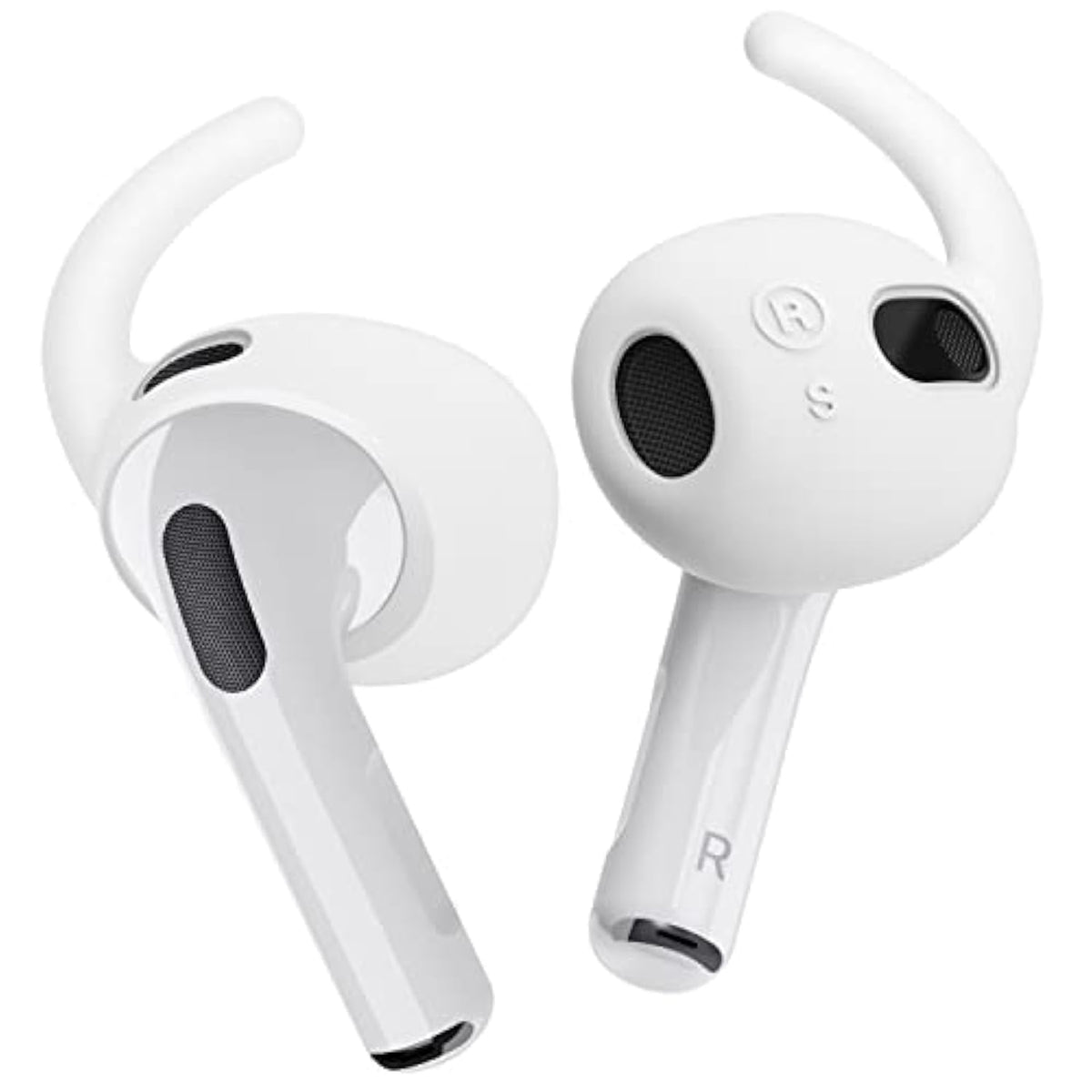 elago 4 Pairs AirPods 3 Ear Hooks Covers - [Added Storage Pouch] Comfortable and Secure Fit, Improved Sound Quality, Precise Cutout Design, Accessories Compatible with AirPods 3rd Generation (White)