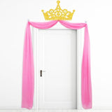 16Ft Princess Party Door Decorations Pink Princess Long Window Treatment Scarves Fabric Gold Crown Door Hanging Banner For Girls Birthday Bachelorette Wedding Photo Booth Props Supplies
