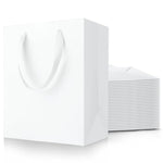 White Gift Bags With Handles: 8X5X10 Inch 30Pcs Medium Paper Gags Bulk For Birthday Wedding Party Shopping