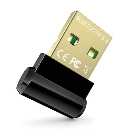 Bluetooth Adapter For Desktop Pc, Plug & Play 5.3 Usb Mini Edr Dongle Receiver & Transmitter For Laptop Computer Compatible With Headphones Keyboard Mouse Only Windows 11/10/8.1