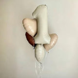 40 Inch Beige Large Numbers Balloons 3, Self Inflating Ivory White Digit 3 Helium Balloons For 3Rd Girls, Cream Foil Mylar Number Balloons 0-9 For Women Birthday Party Anniversary Supplies Decorations
