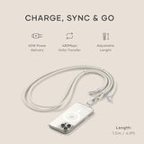 Satechi OntheGo USB-C Lanyard Cable, 60W Fast Charging, 480Mbps Data Transfer, Built-in Crossbody Strap, Adjustable 1.5m / 4.9ft Braided Cord, USB-C to USB-C Cable for iPhone, Android – Sand