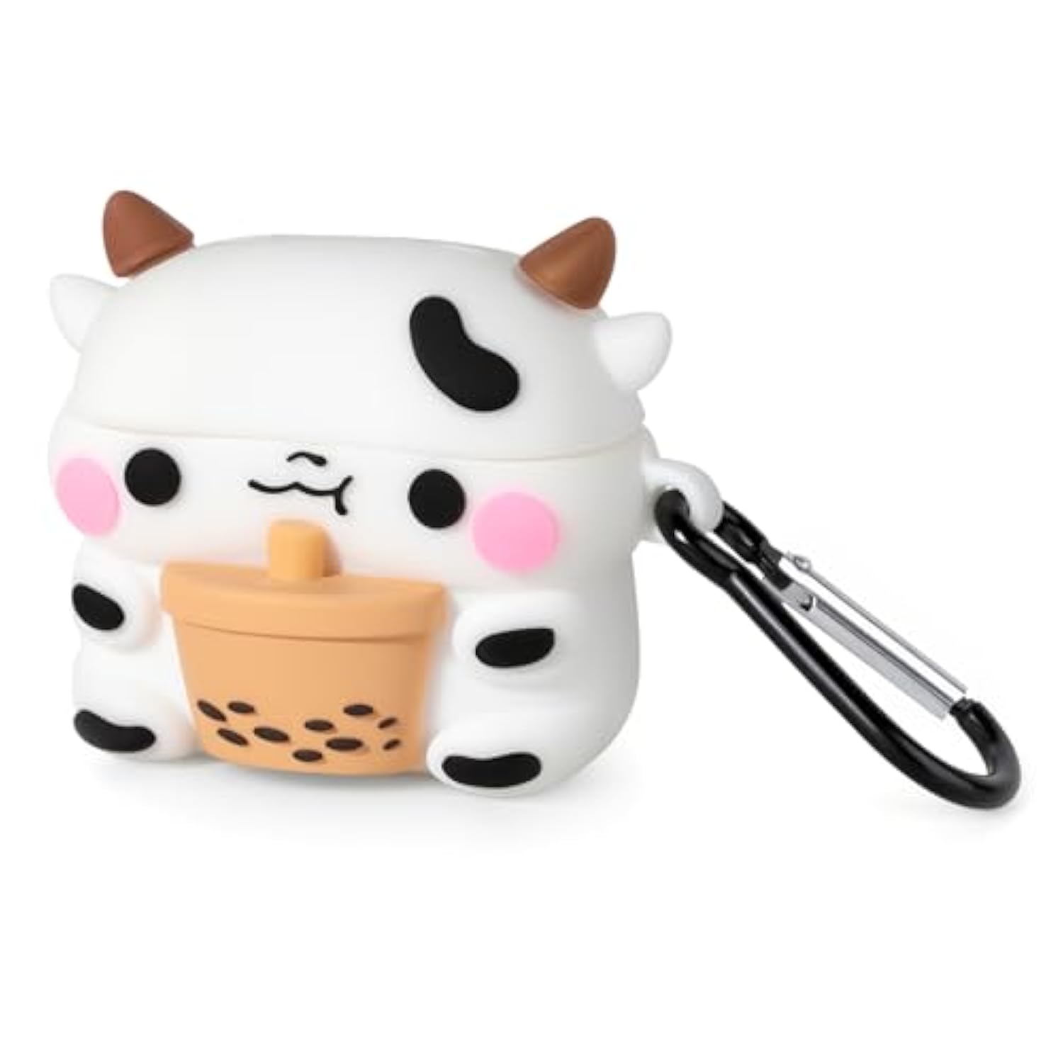 For Airpods 4 Case, Cute Boba Tea Cow Airpods 4Th Generation (2024) Case Funny 3D Cartoon Animal Heavy Duty Protection Pvc Charging Cover With Carabiner For Kids Girls Women