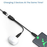 2-Pack Usb C Splitter 1 In 2 Out Charger Cable, Usbc Female To Usbc Male Adapter, 1Ft Short