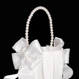 Flower Girl Baskets For Wedding,Ivory Flower Girl Basket With Pearl Handle Set Of 2,Wedding Baskets For Flower Girls