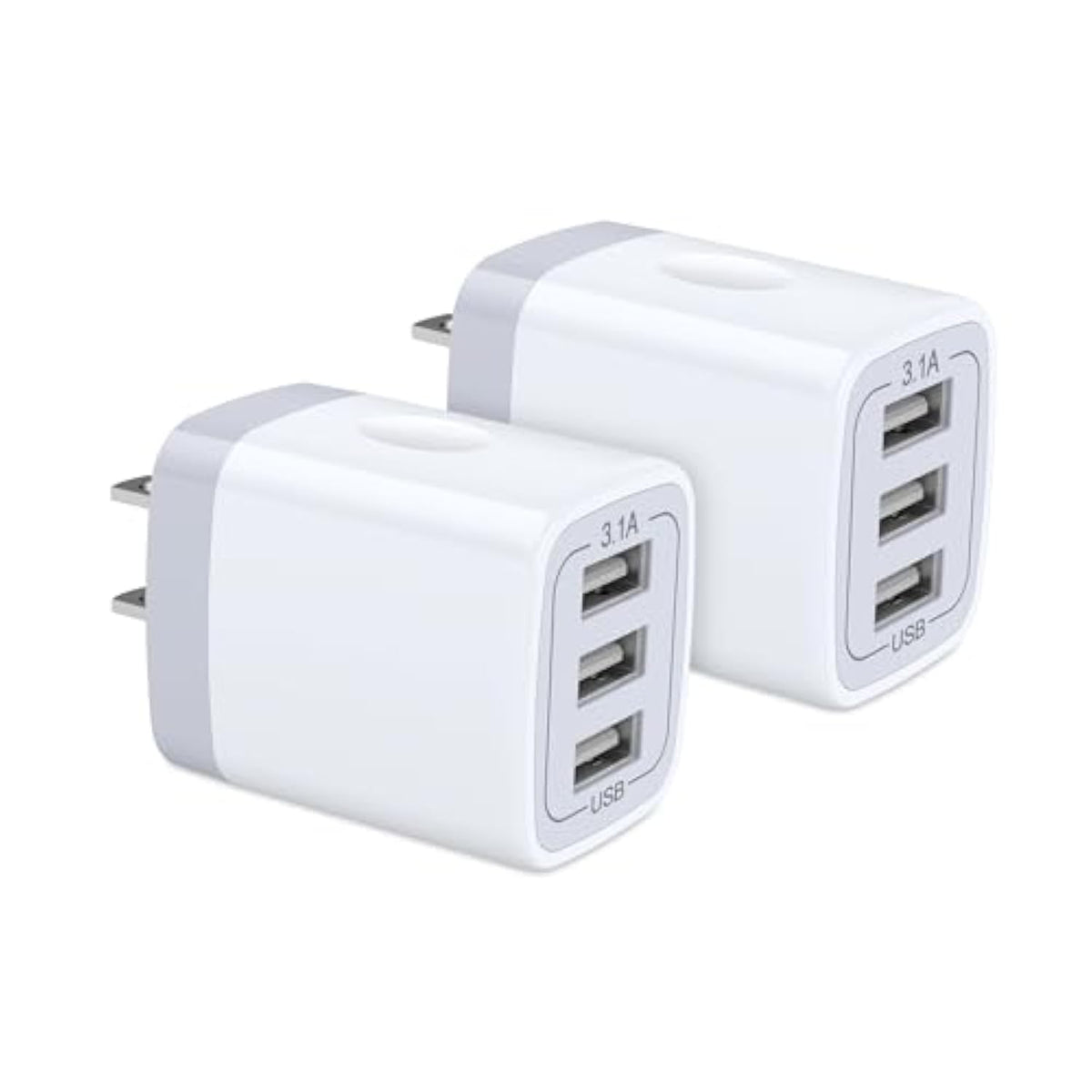 Usb Wall Charger, 2Pack Wall Plug 3-Port Usb Charging Station 3.1A Power Adapter Multi Port Quick Charger Block Cube For Iphone 16 15 14 13 12 11 Pro Xs Max 8 Plus, Ipad, Samsung Galaxy S24 S23