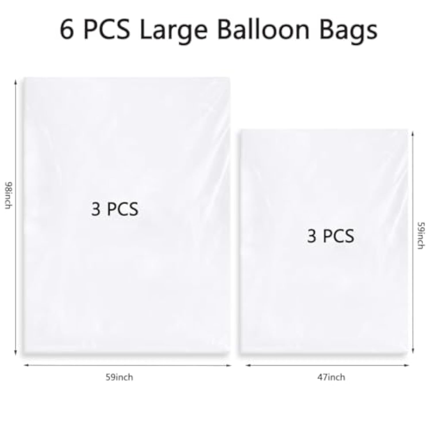 6 Pcs Large Balloon Transport Bags, 2 Sizes Plastic Giant Storage Bags, Clear Balloon Drop Bag For Christmas Wedding Birthday Celebration New Year'S Eve Gender Reveal Graduation Party Supplies