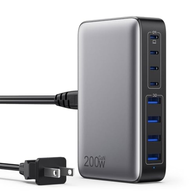 Usb C Charger 200W Usb C Charger Block,Upgraded Gan Iii 8-Port Fast Charging Station Hub,Pd 65W Laptop Charging Adapter Compatible With Macbook Pro/Air,Dell,Steam Deck,Iphone 16/15/14,Galaxy S23/22