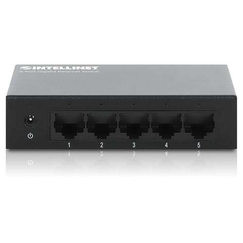 Intellinet 5-Port Gigabit Ethernet Network Switch, Ethernet Splitter - Unmanaged | Plug & Play | Auto Traffic Optimization | Fanless Metal Housing - For Computer Networking Hub, Desktop 530378