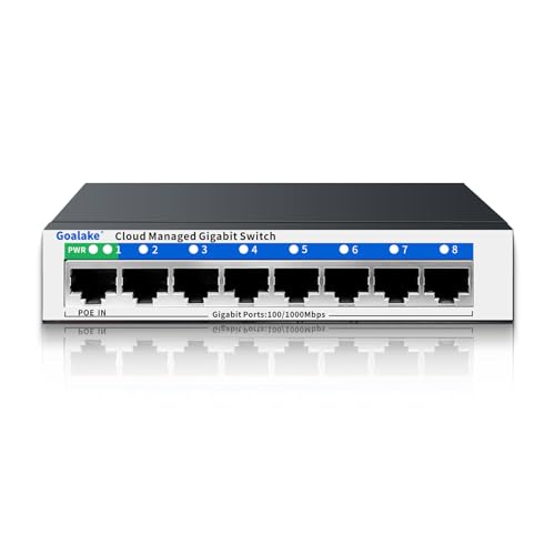 8 Port Gigabit Switch, Easy Smart Managed Ethernet Switch, Network Hub, Ethernet Splitter, Plug & Play, Fanless Metal Design, Vlan, Qos, Support Poe Powered, Desktop Or Wall Mount