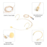 Beige Headworn Microphone,Daul Ear Hook Mic,Condenser Headset Mics For Shure Microphone Wireless Systems,Ideal For Lectures,Actors,Theater,Podcasts