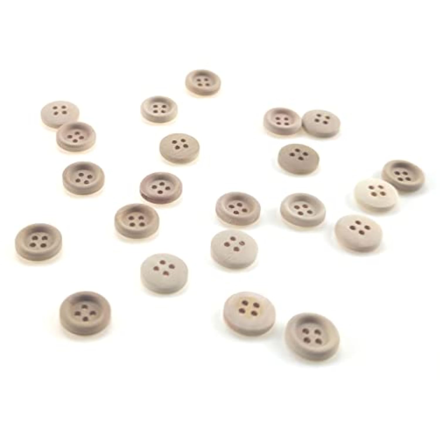 200 Pcs 15Mm 0.6 Inch Round Wooden Buttons With 4 Holes Wood Sewing Bu