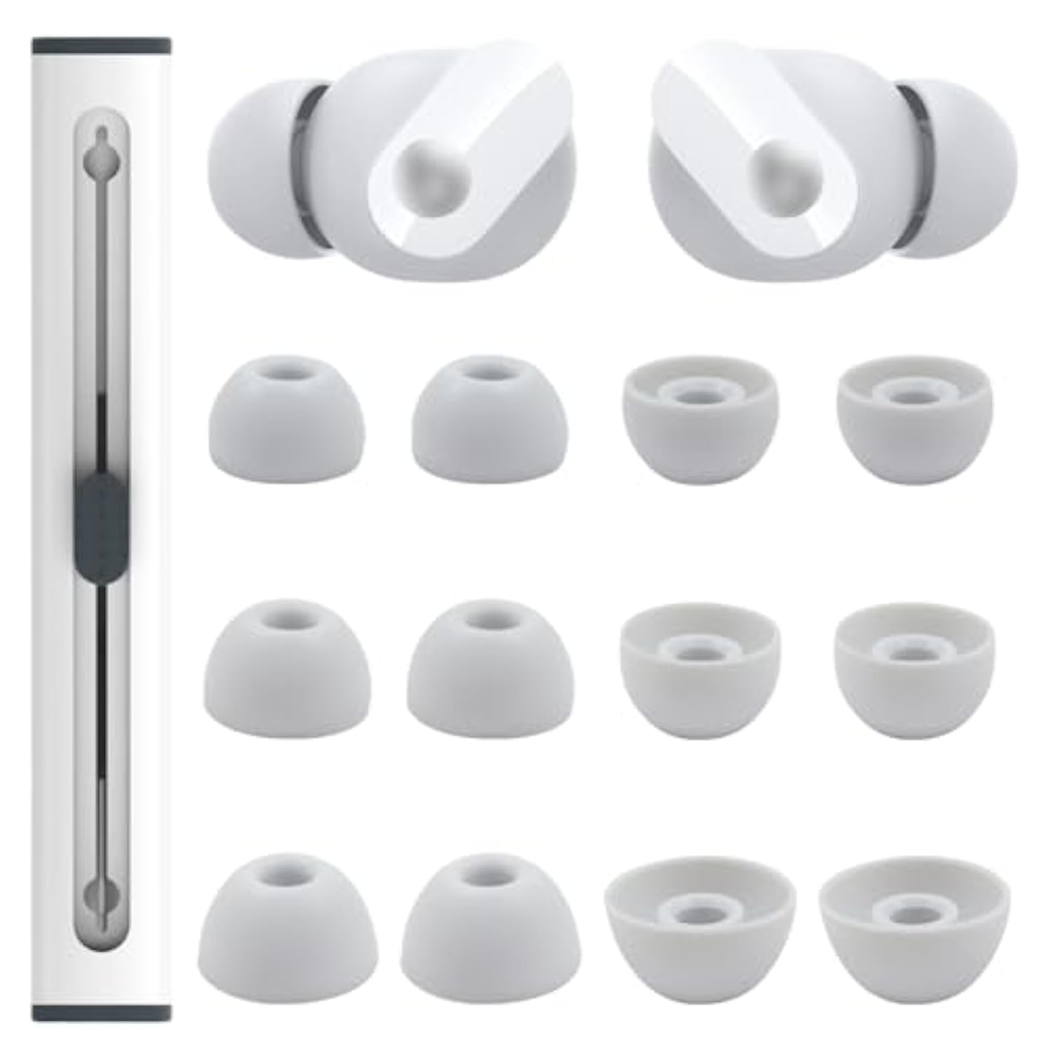 6 Pairs Replacement Eartips For Beats Studio Buds/Fit Pro/Studio Buds+ With Cleaning Pen, Replacement Silicone Ear Tips Set With Three Sizes L/M/S, Anti-Slip Replacement Accessories (White)