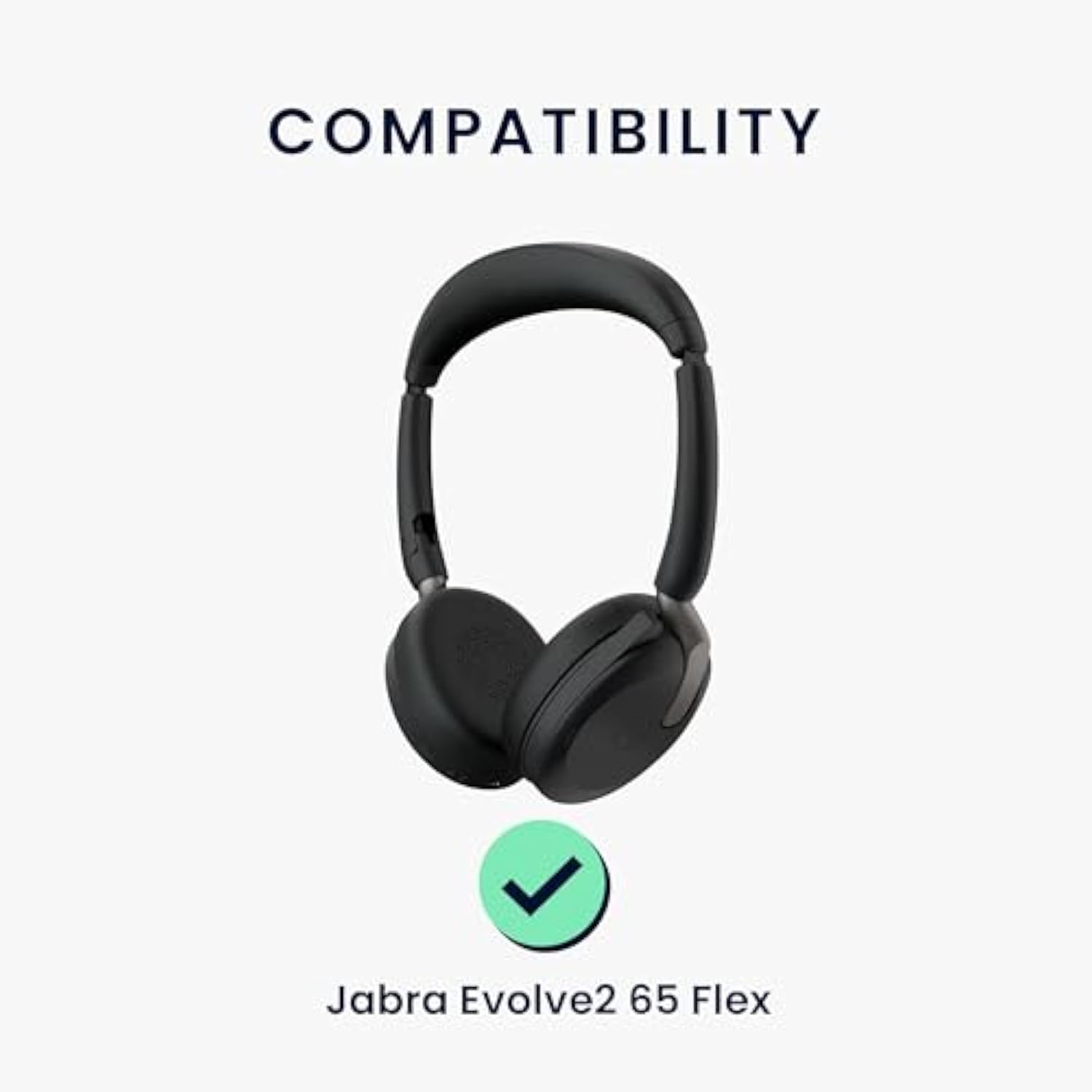 kwmobile Ear Pads Compatible with Jabra Evolve2 65 Flex Earpads - 2X Replacement for Headphones - Black