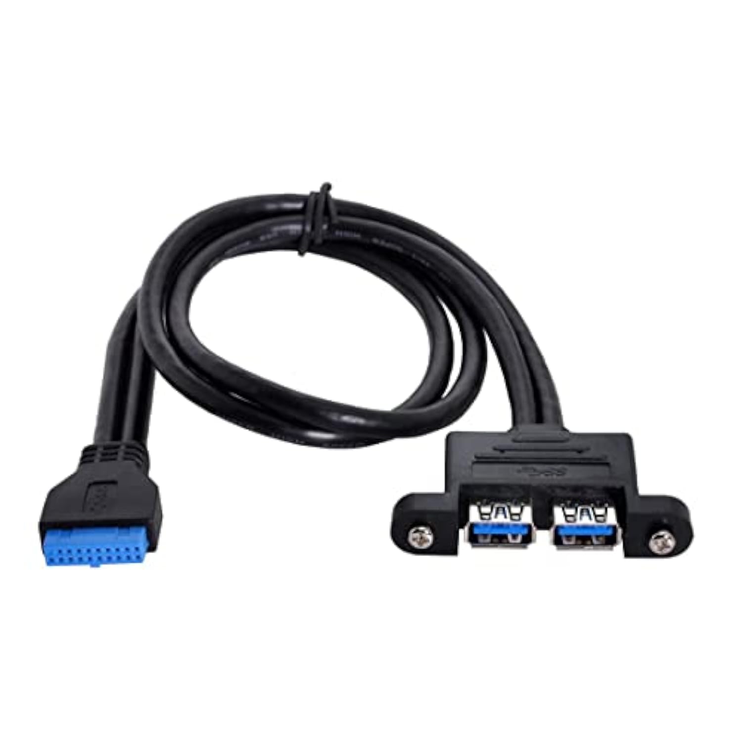 Usb 3.0 Front Panel Header 19/20Pin 1 Male To 2 Usb 3.0 Female Panel Port Extension Cable 1.64Ft With Panel Mount Screw
