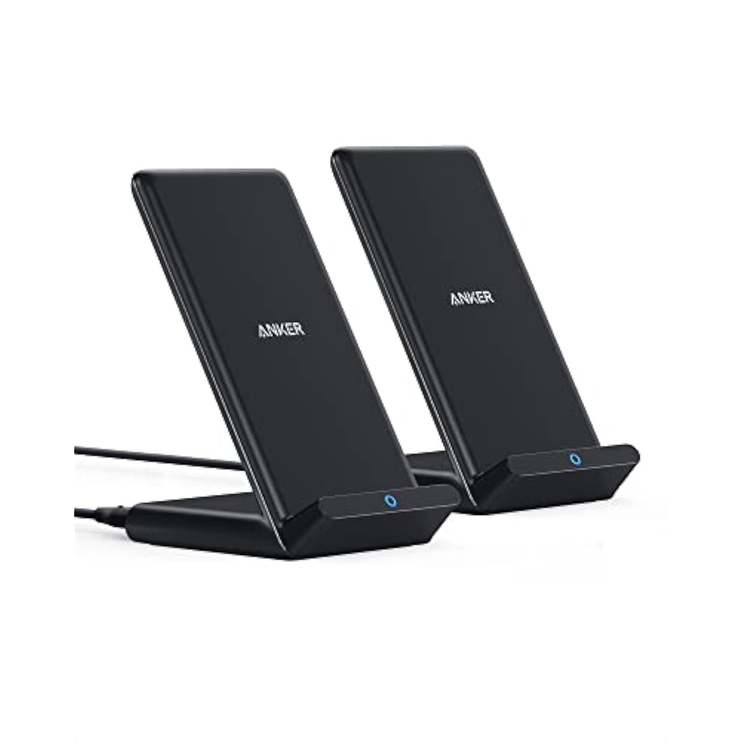 Anker 2 Pack 313 Wireless Charger (Stand), Qi-Certified for iPhone 16/16 Pro/16 Pro Max/15/14/13, 10W Fast-Charging Galaxy S23 S22 S21(No AC Adapter)
