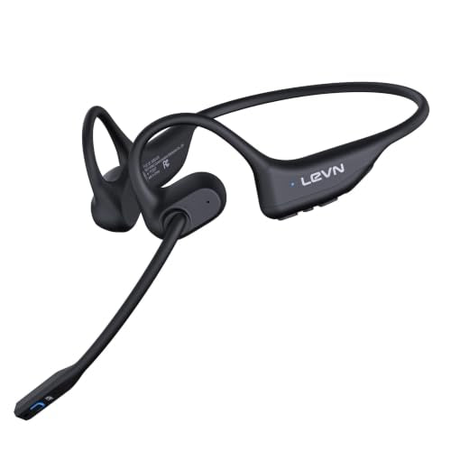 Open Ear Headphones With Mic, 29G Bluetooth Headset With Microphone, Bluetooth Headphones With Noise Cancelling Mic, Waterproof Non-Slip Wireless Headset With Mic For Work, Workout, Driving, Call