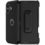 For Iphone 16 Plus Phone Case,Military Grade Drop Protection Cell Phone Cover With Belt Clip Holster Stand,Screen Protector X2 Rugged Shockproof Kickstand For Iphone 16 Plus Case 6.7” (Black)