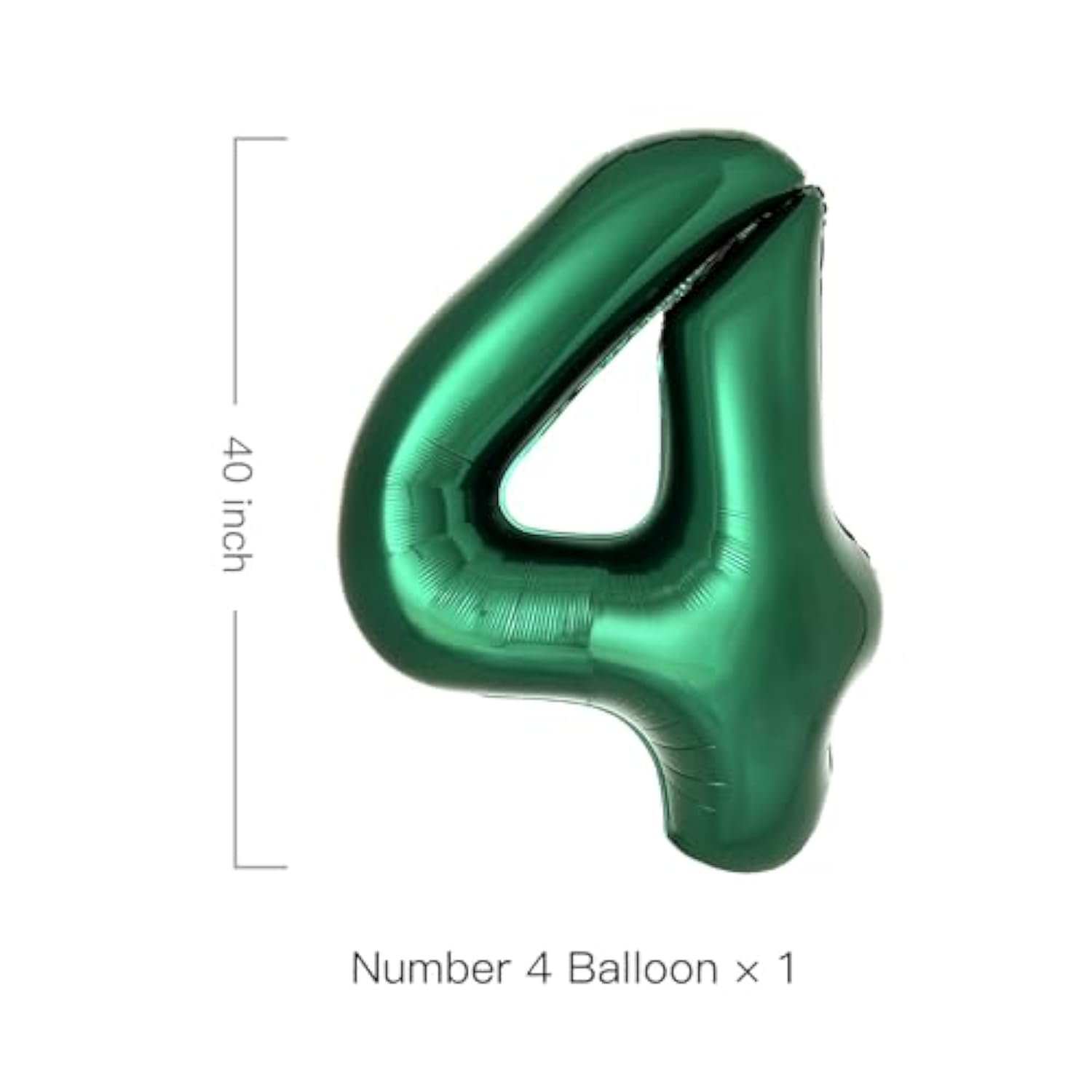 40-Inch Giant Dark Green Number 4 Balloon Emerald Jungle Safari & Grad Decor