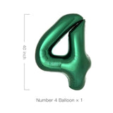 40-Inch Giant Dark Green Number 4 Balloon Emerald Jungle Safari & Grad Decor