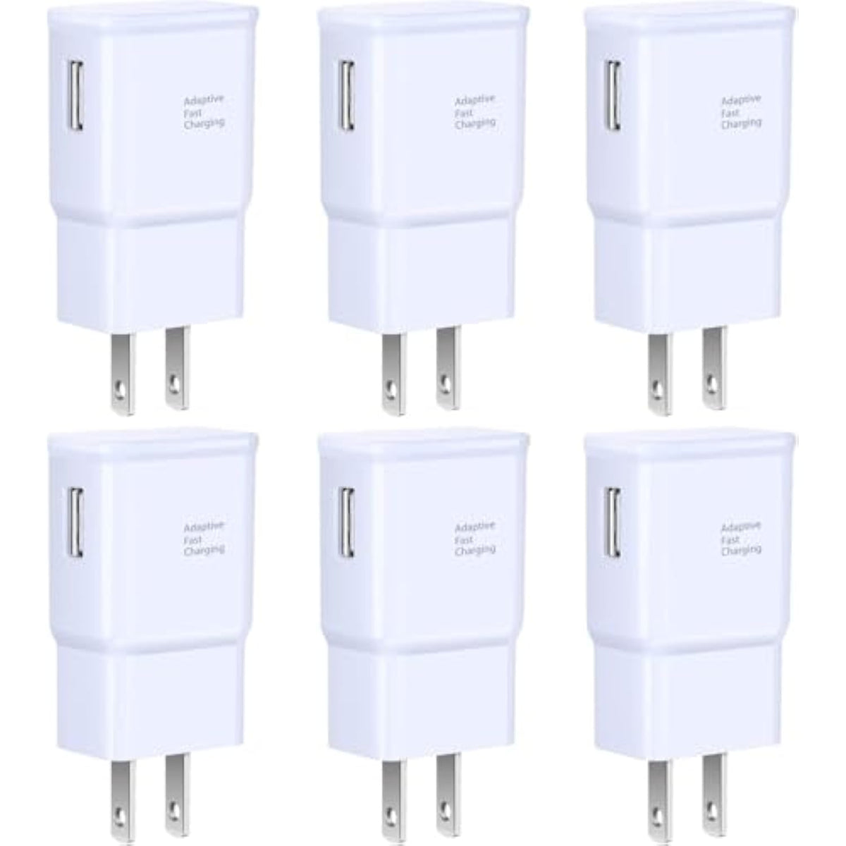 Adaptive Fast Charging Wall Charger Adapter, 6-Pack Fast Charging Block Travel Usb Charger Box Compatible Samsung Galaxy S10 S9 S8 S7 S6 Note 8 9, Iphone, Lg, Htc And More (White)