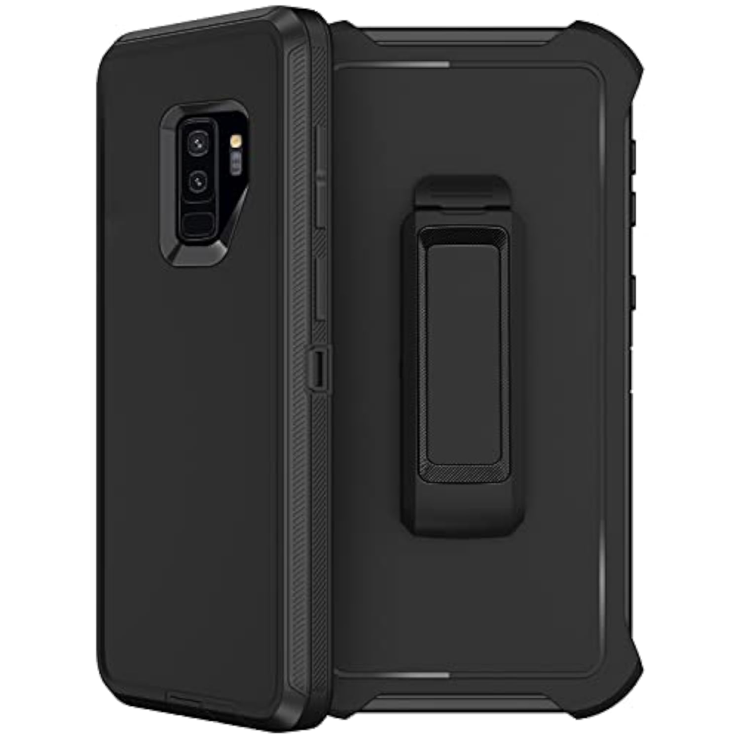 Samsung Galaxy S9+ Case with Belt Clip Holster 2x Screen Protector Black