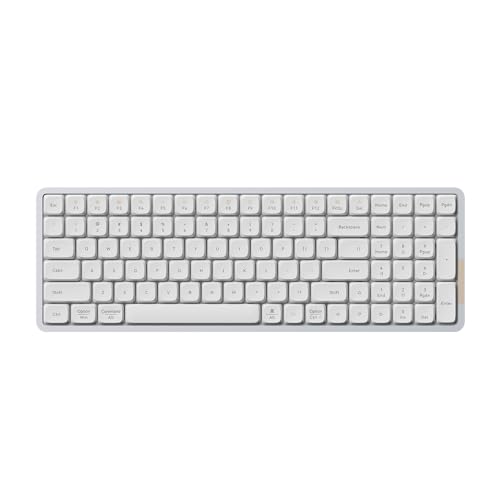 Flow Low Profile Mechanical Keyboard, 100 Keys Rechargeable Wireless Keyboards With Bluetooth And Wired Connection For Windows, Mac Os/White Ghost Linear Switches