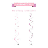 16pcs Pink Birthday Kit with Banner, Honeycomb Balls, Garland & Swirls Decor