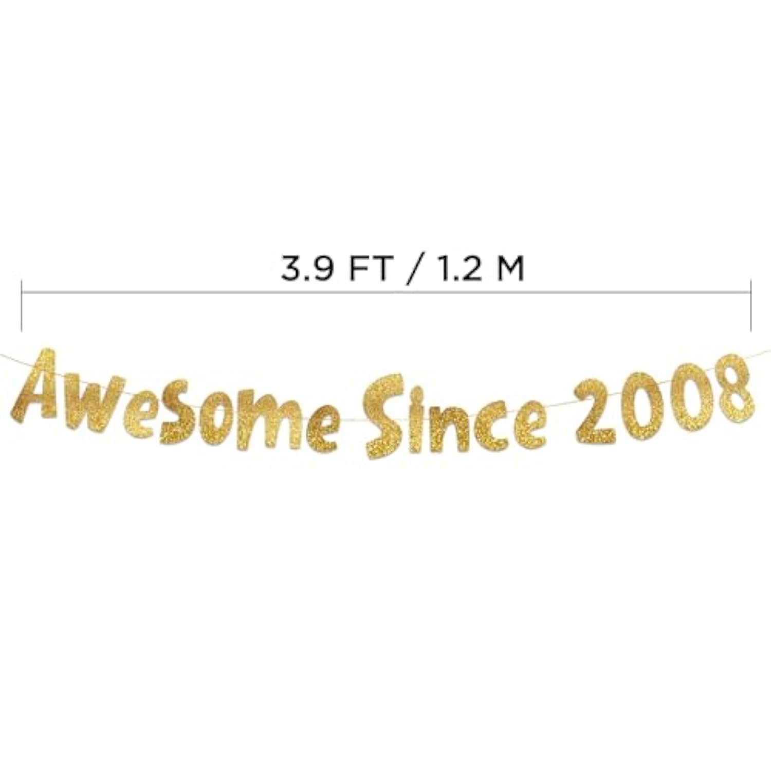 Awesome Since 2008 Gold Glitter Banner - 17Th Birthday And Anniversary Party Decorations