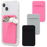 3-Pack Adhesive Phone Wallet Stick-On Card Holder for All Smartphones Black Grey Pink