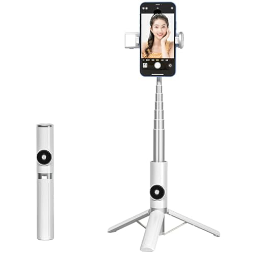 Selfie Stick Tripod Portable Extendable Cell Phone Stand with Detachable Mini Ring Light Phone Tripod Stand with Bluetooth Remote for iPhone Android