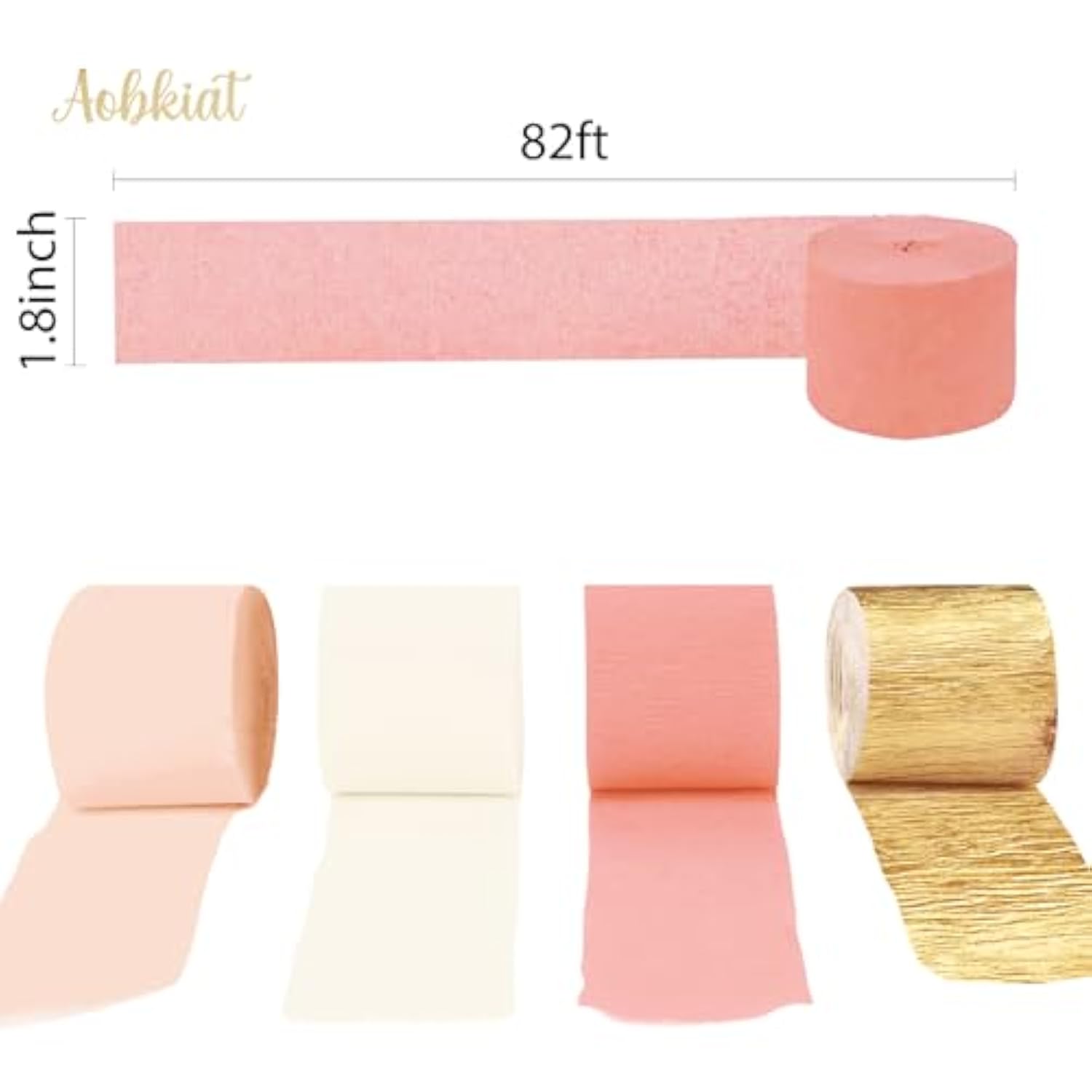 Wedding Party Decorations, 8 Rolls Pink Gold Crepe Paper Streamers For Wedding, Bachelorette, Birthday, Baby Bridal Shower, Valentines Day Party Backdrop Decorations, 82Ft Long