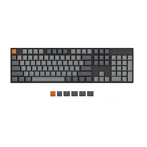 K10 Wireless Mechanical Gaming Keyboard, 104 Keys Full Size Gateron G Pro Brown Switch, White Led Backlight Rechargeable Usb-C Wired Bluetooth Professional Office Keyboard For Mac/Windows