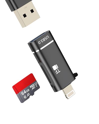 Lightning to USB Adapter OTG Micro SD Cable(2in1)for IPhone 14 13 Pro Max for  for IPad Card Reader Digital Camera Flash Drive Female Lighting