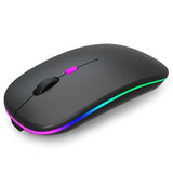 Wireless Bluetooth Mouse Rechargeable Laptop Mice With Led Use Portable(Bt5.2 And Usb 2.4G) Dual Mode Connection Silent Slim Computer Mouse For Laptop/Ipad Tablet/Apple Macbook/Pc (Black)