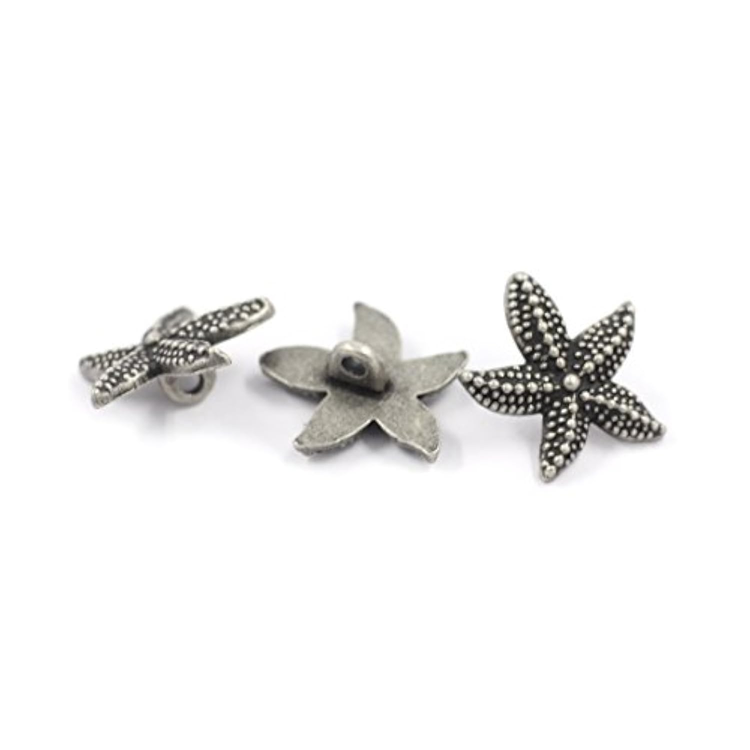 12 Pieces Starfish Antique Silver Metal Shank Buttons 19Mm (Antique Si