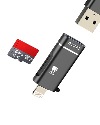 Lightning to USB 3.0 Adapter for iPhone 14 13 12 11 Pro Max (2in1) Digital Camera Flash Drive TF Micro SD Card Reader OTG Cable Female for Ipad
