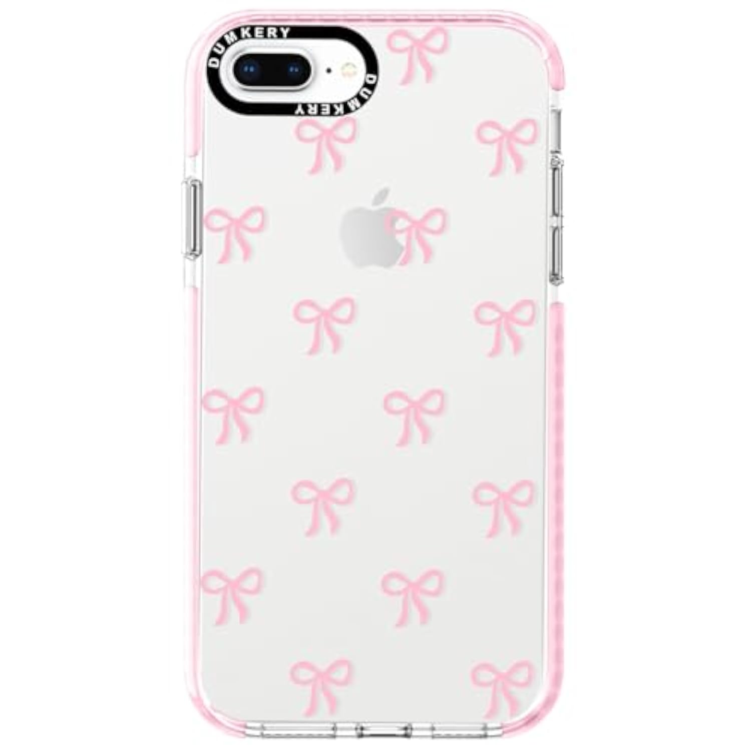 Girly Phone Case Compatible with iPhone 7 Plus and iPhone 8 Plus, Soft TPU Shockproof Bumper Cover with Cute Bow Pattern for Girls and Women, Pink Color, 5.5 Inch Screen Size