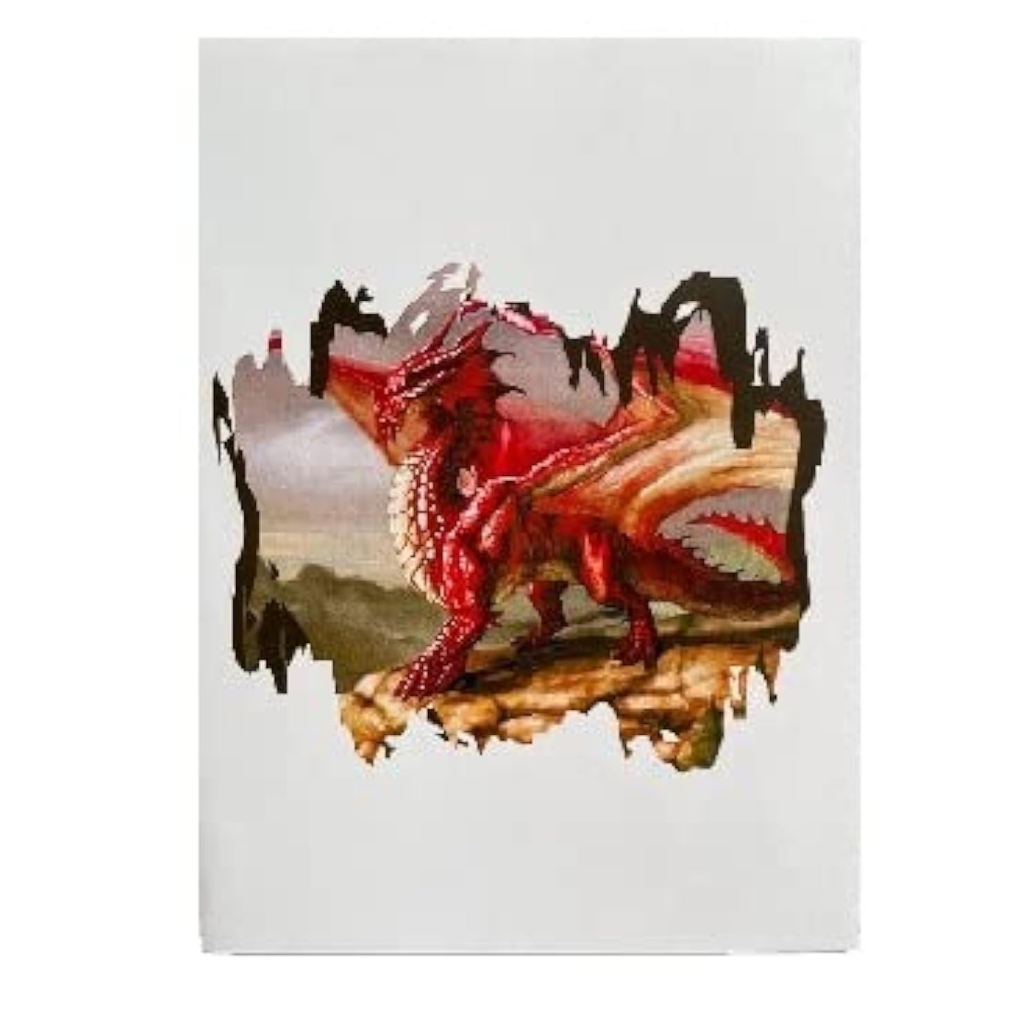 3D Pop Up Greeting Card – Fire-Breathing Dragon With Red Wings, Handmade Fantasy Card For Birthday, Halloween, Gamer, D&D, Adventure & Fantasy Lover Gift With Envelope A38